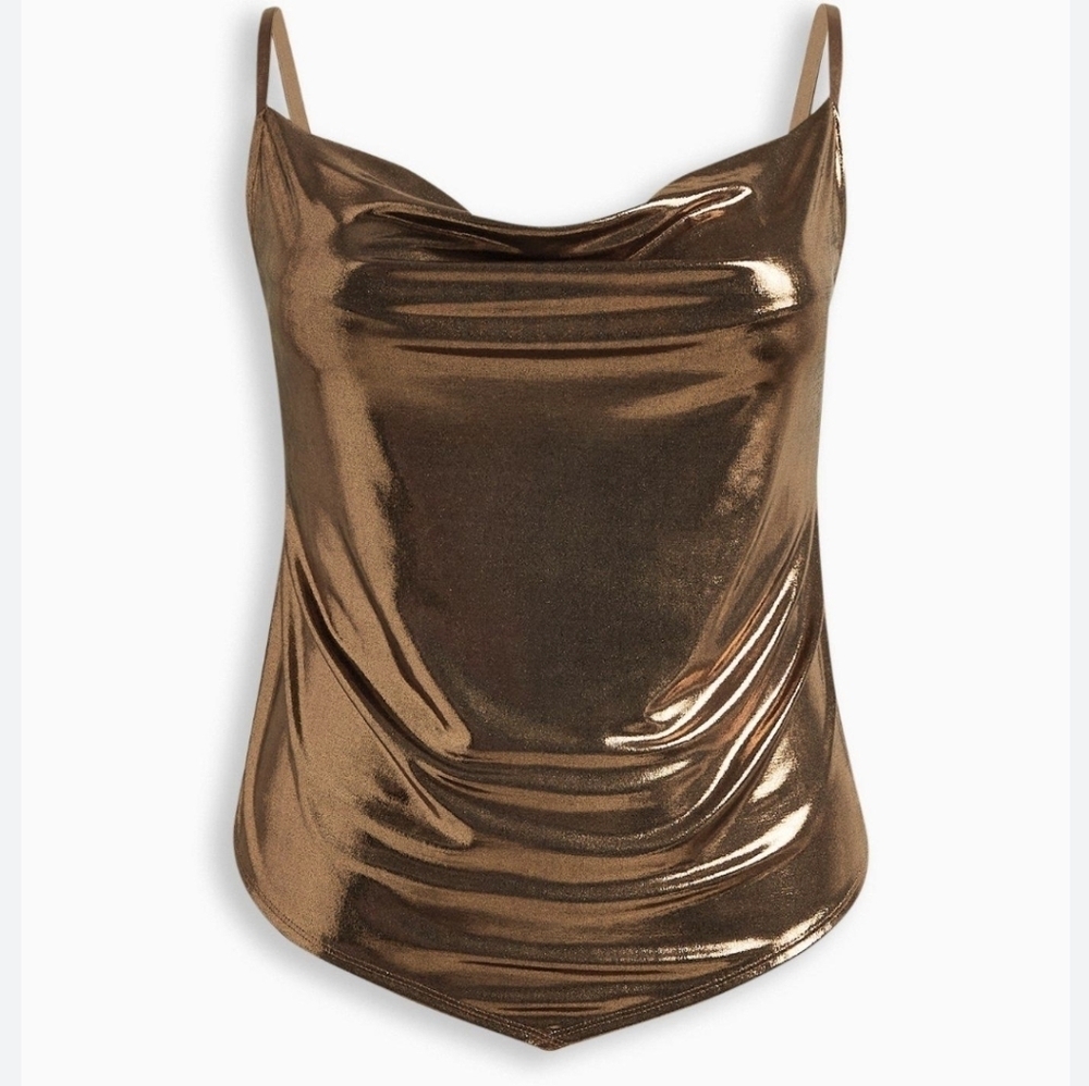 New Torrid liquid shine metallic bronze Cami Size 3x Maximalism Glam Flashy Top